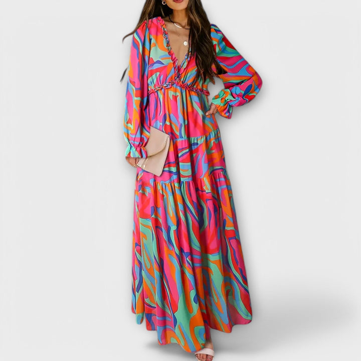 Violet | Floral Long Sleeve Wedding Guest Maxi Dress