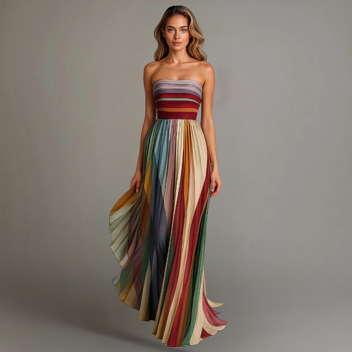 Olivia | Pleated Strapless Fall Wedding Guest Maxi Dress