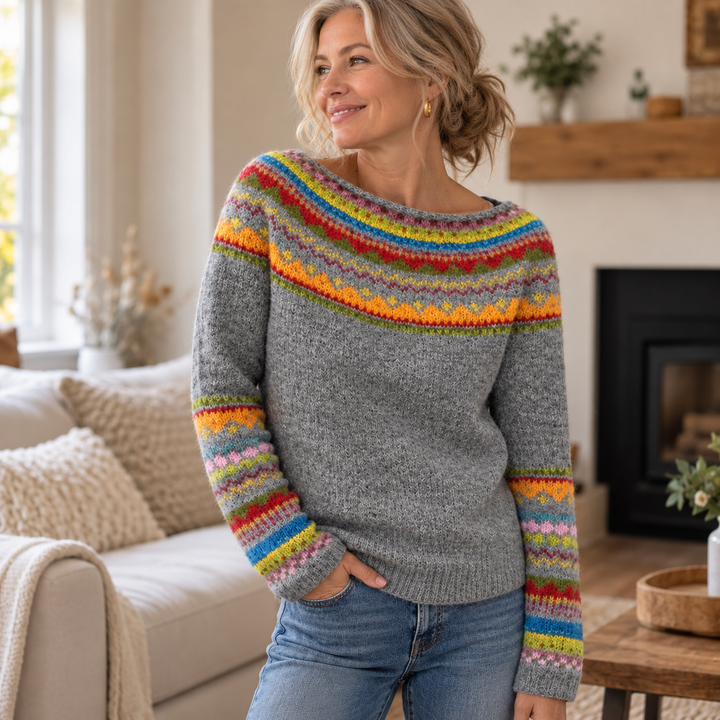 Brittany | Refined Fair Isle Sweater with Boat Neck and Nordic Yoke