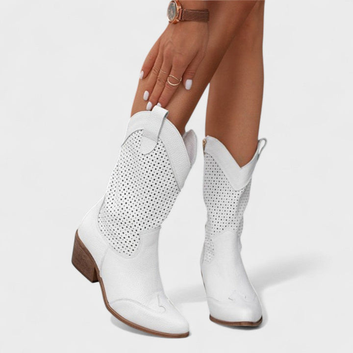 Talia | Womens Mid Calf Western Boots with Block Heel