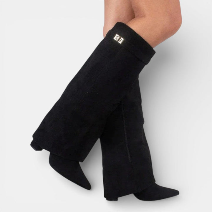 Abigail | Chic Pointed Toe Knee High Block Heel Boots