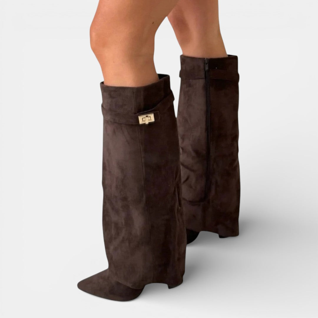 Abigail | Chic Pointed Toe Knee High Block Heel Boots