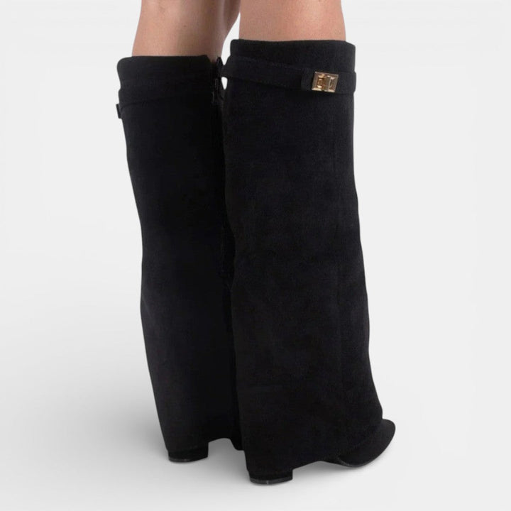 Abigail | Chic Pointed Toe Knee High Block Heel Boots