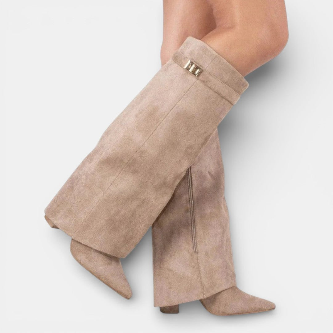 Abigail | Chic Pointed Toe Knee High Block Heel Boots