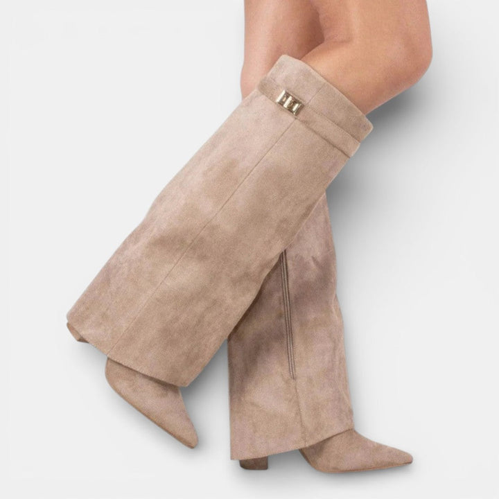 Abigail | Chic Pointed Toe Knee High Block Heel Boots