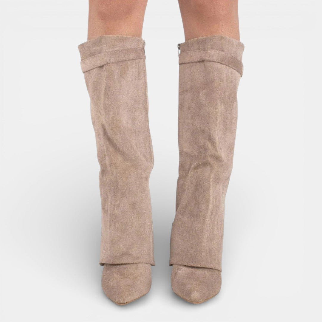 Abigail | Chic Pointed Toe Knee High Block Heel Boots