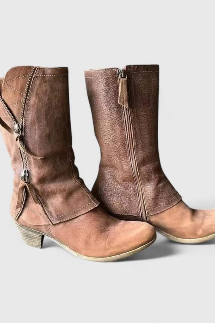 Abigail | Effortless Distressed Mid Calf Cowboy Boots