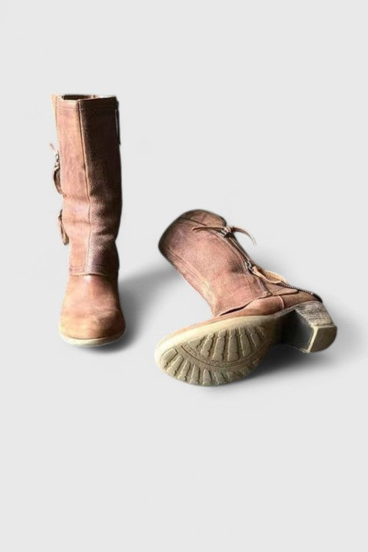 Abigail | Effortless Distressed Mid Calf Cowboy Boots
