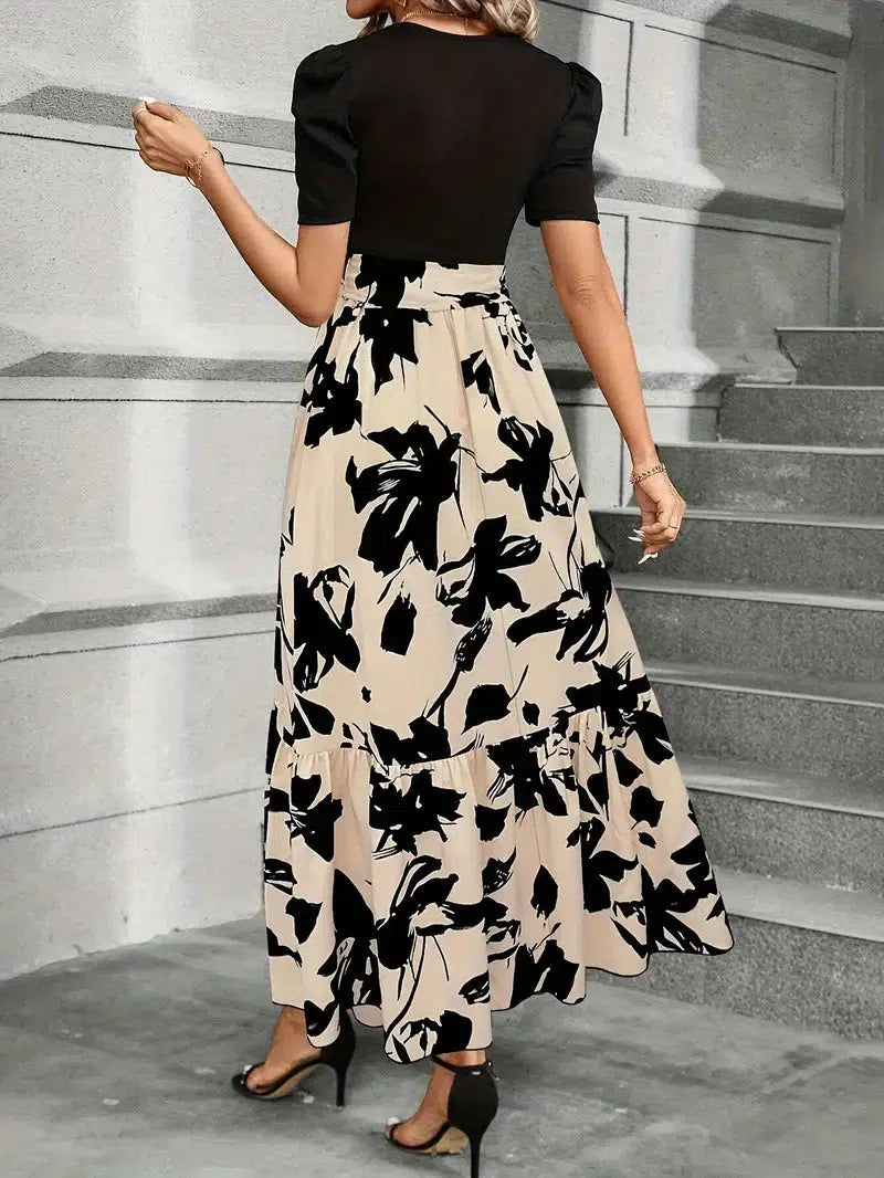 Abigail | Graceful Floral Print Fall Wedding Guest Maxi Dress