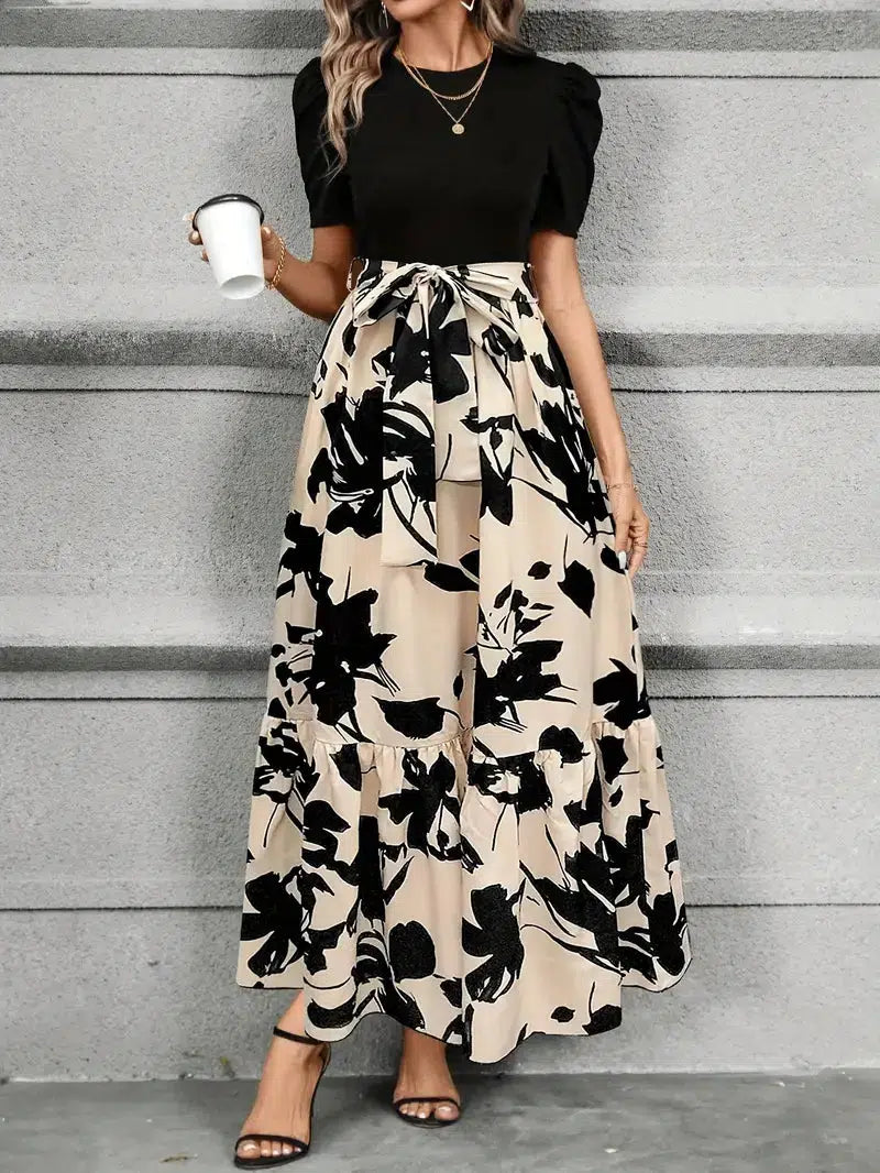 Abigail | Graceful Floral Print Fall Wedding Guest Maxi Dress
