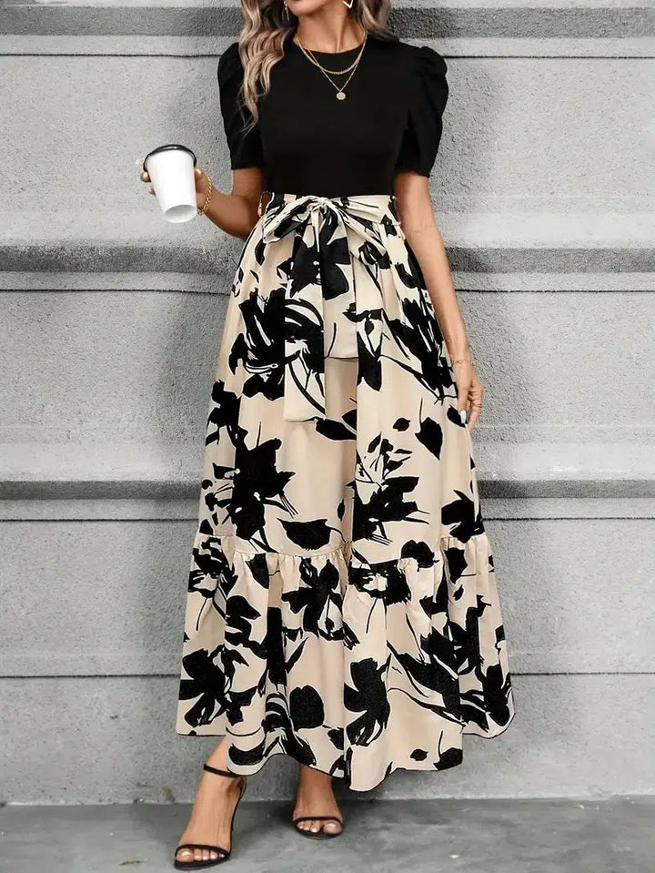 Abigail | Graceful Floral Print Fall Wedding Guest Maxi Dress