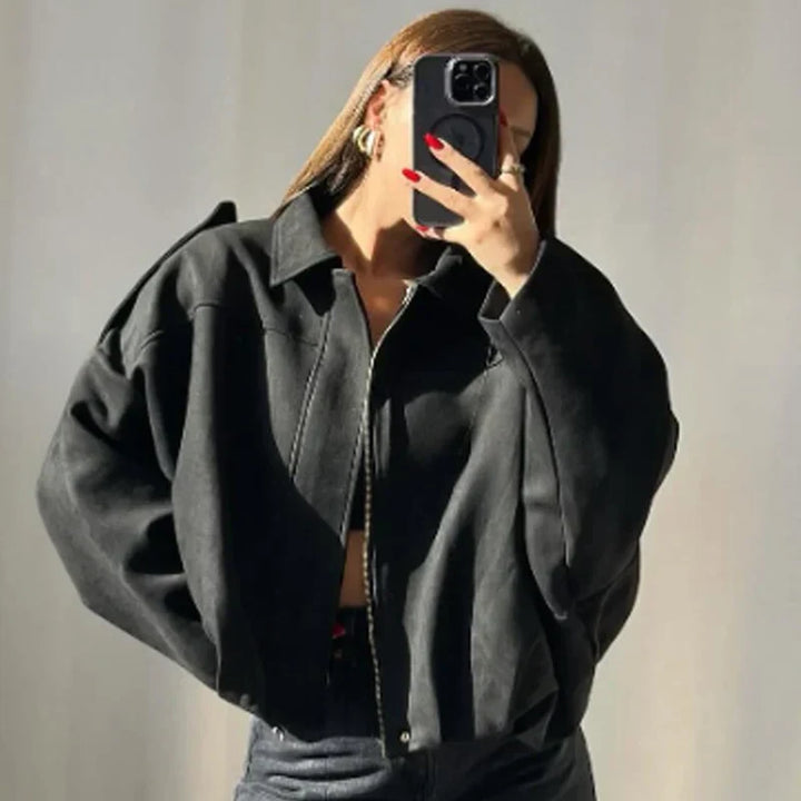 Abigail | Graceful Oversized Cropped Bomber Jacket
