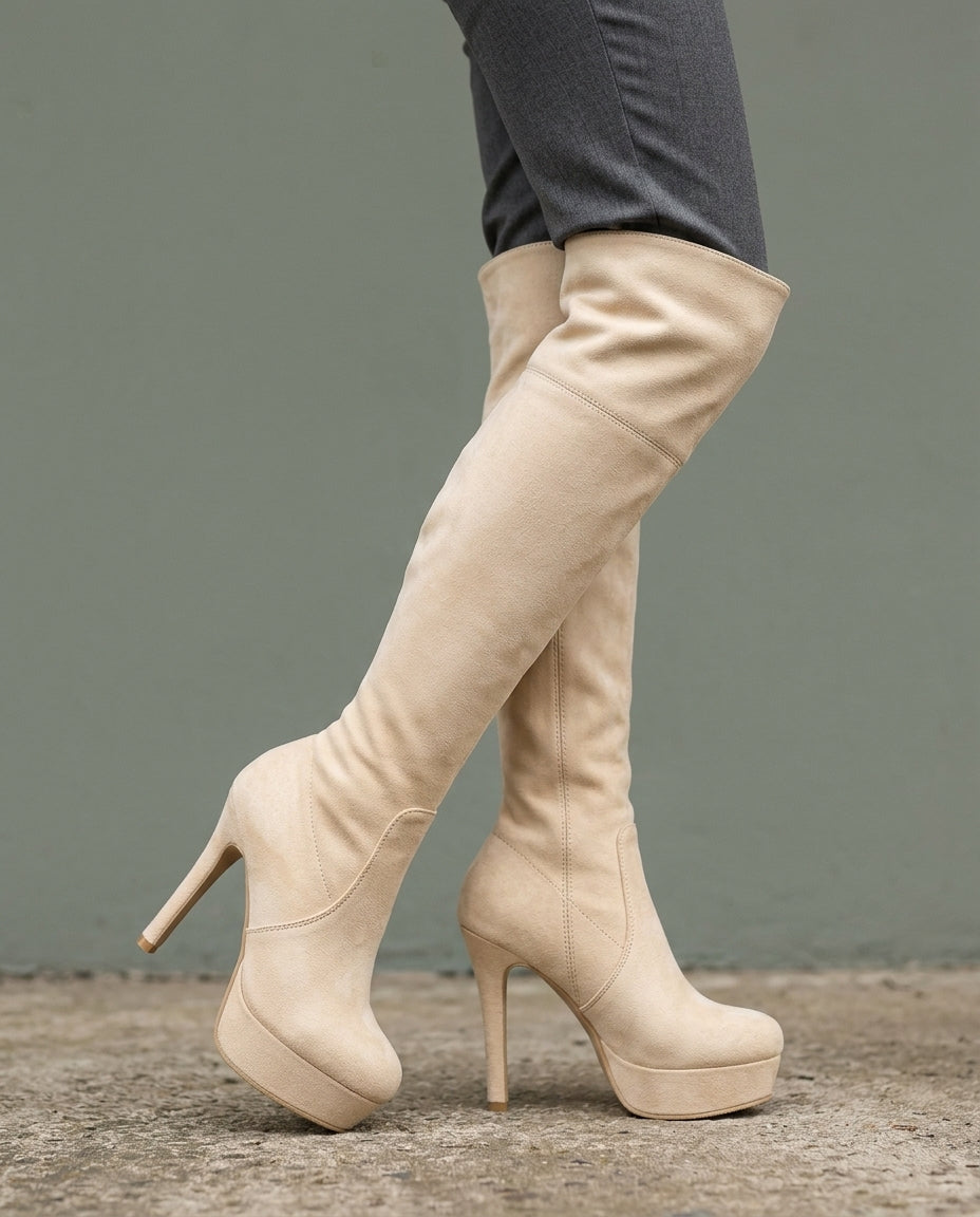 Abigail | Stylish Platform Thigh High Boots with Stiletto Heel