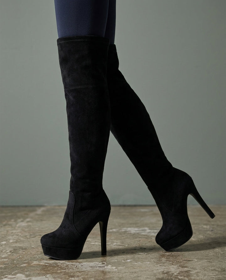 Abigail | Stylish Platform Thigh High Boots with Stiletto Heel