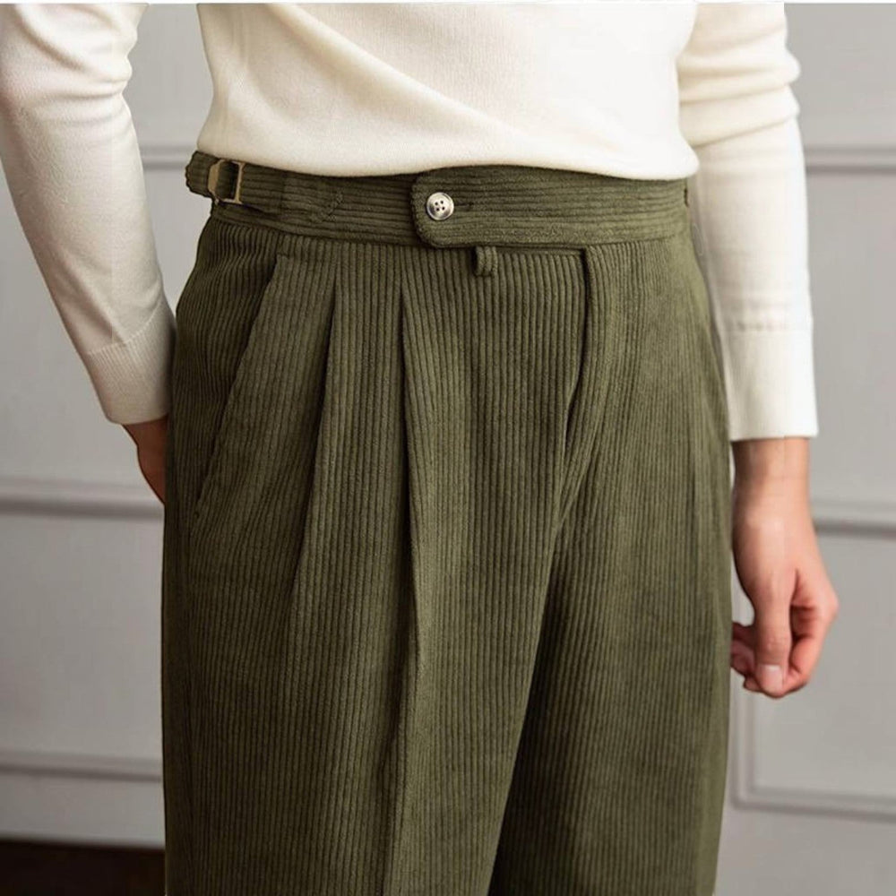 Alan | Classic Fit Pleated Corduroy Pants