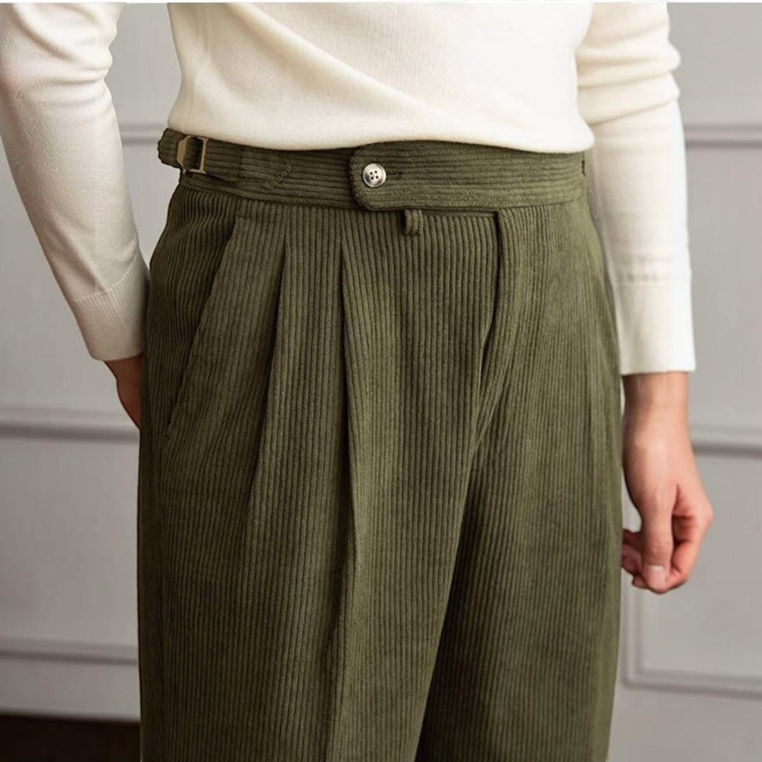 Alan | Classic Fit Pleated Corduroy Pants
