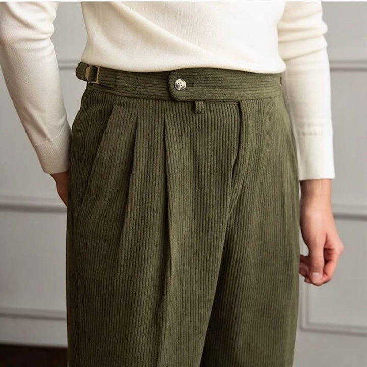Alan | Classic Fit Pleated Corduroy Pants