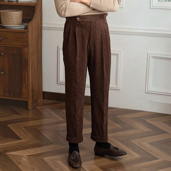 Alan | Classic Fit Pleated Corduroy Pants