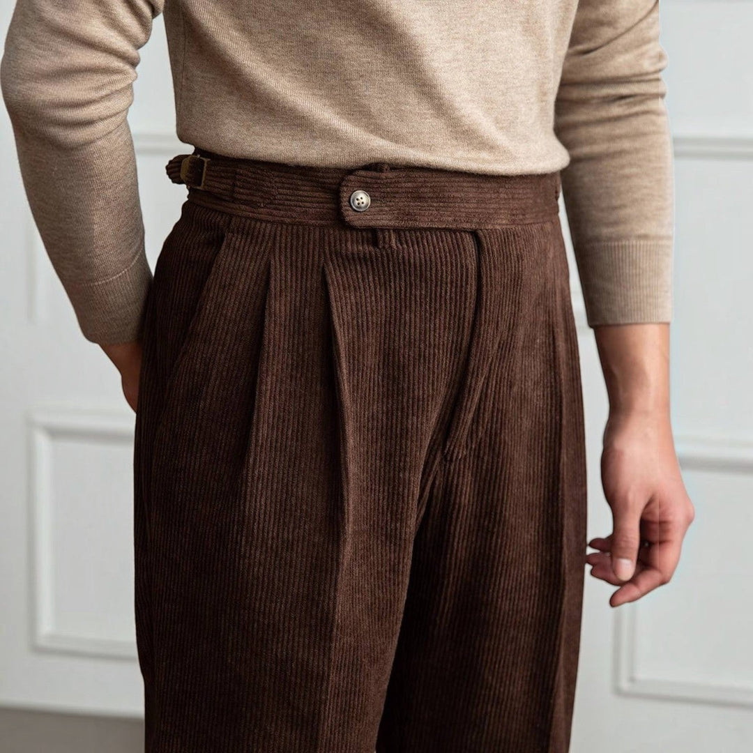 Alan | Classic Fit Pleated Corduroy Pants