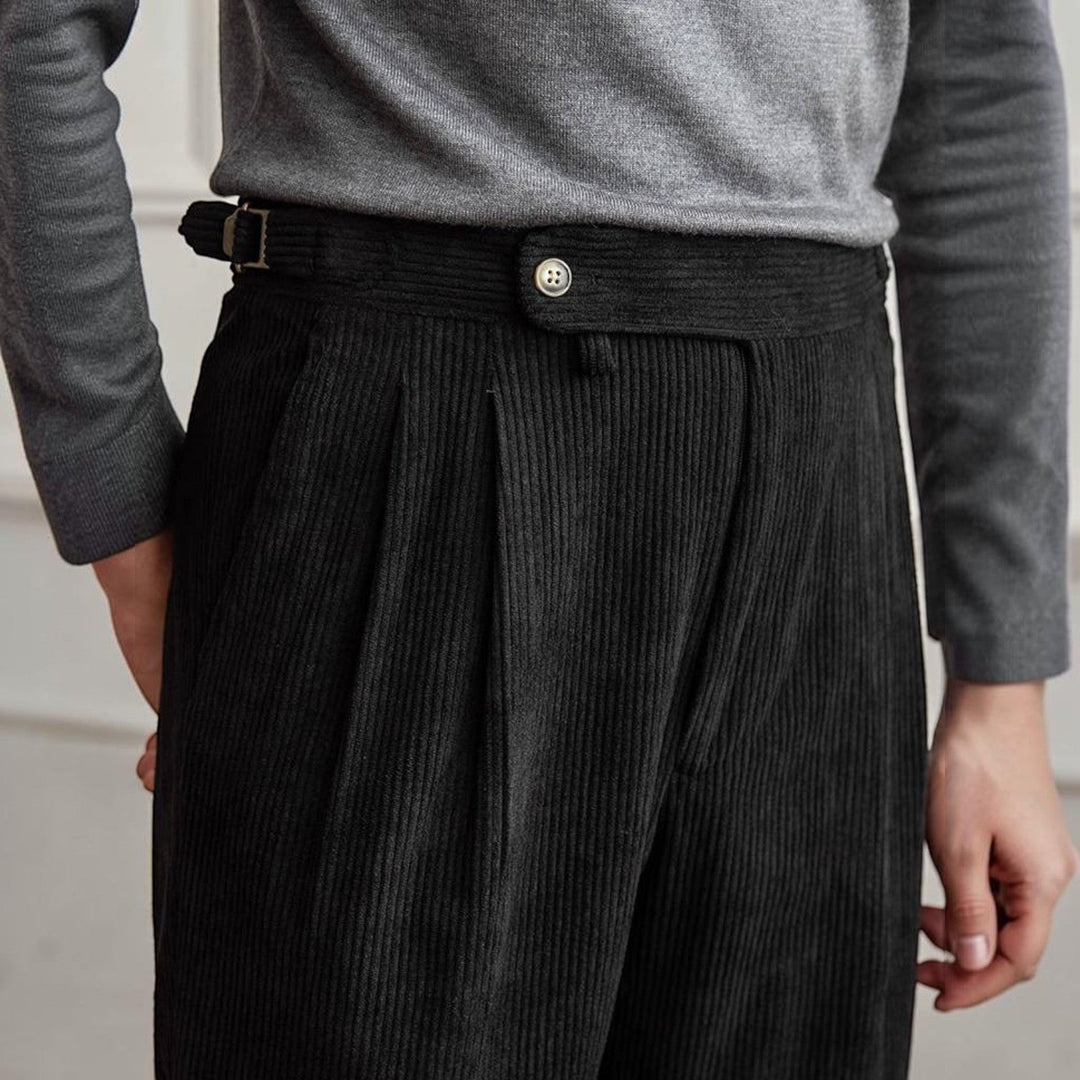 Alan | Classic Fit Pleated Corduroy Pants