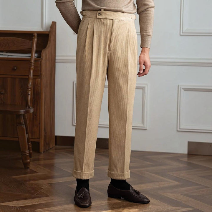 Alan | Classic Fit Pleated Corduroy Pants