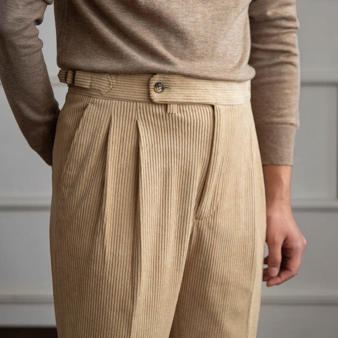 Alan | Classic Fit Pleated Corduroy Pants