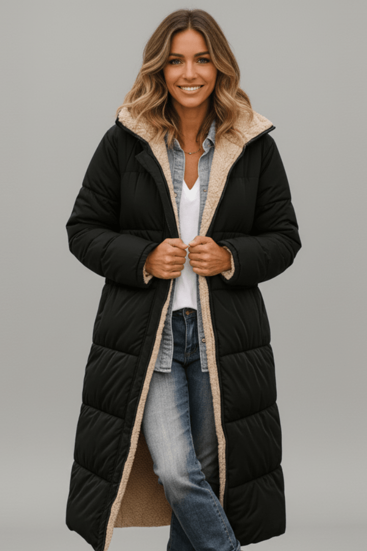 Alexis | Chic Hooded Longline Puffer Jacket