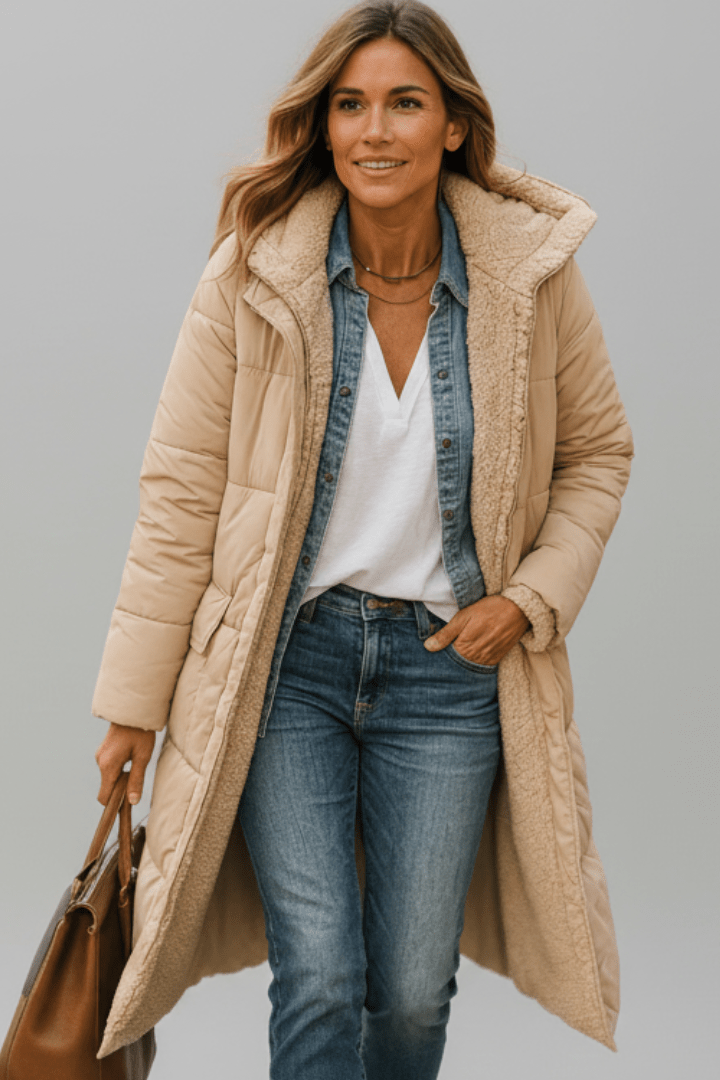 Alexis | Chic Hooded Longline Puffer Jacket