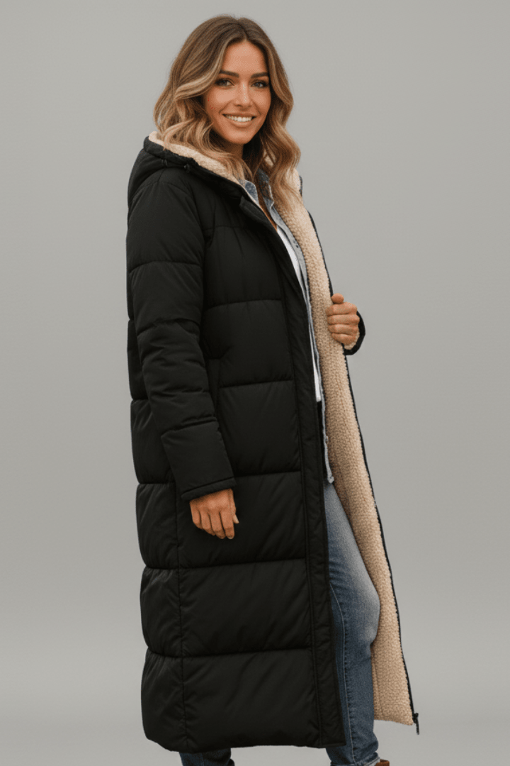 Alexis | Chic Hooded Longline Puffer Jacket