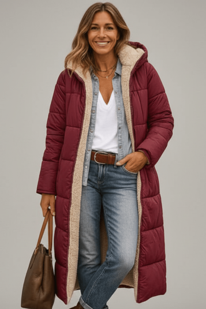 Alexis | Chic Hooded Longline Puffer Jacket