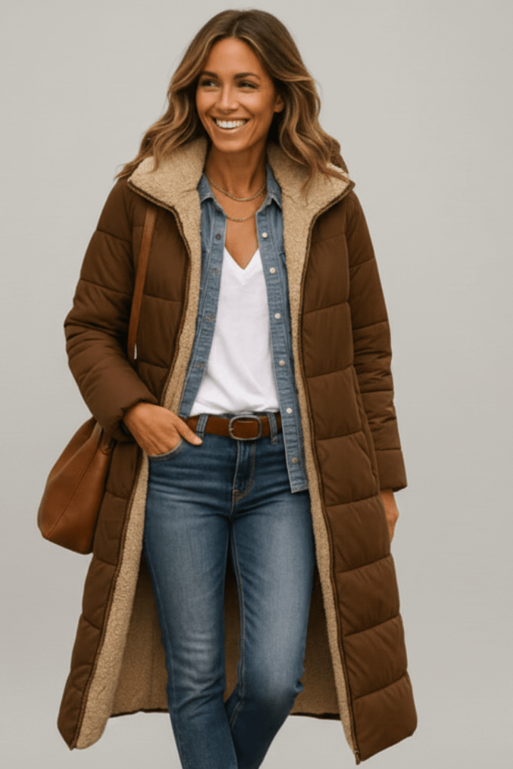 Alexis | Chic Hooded Longline Puffer Jacket