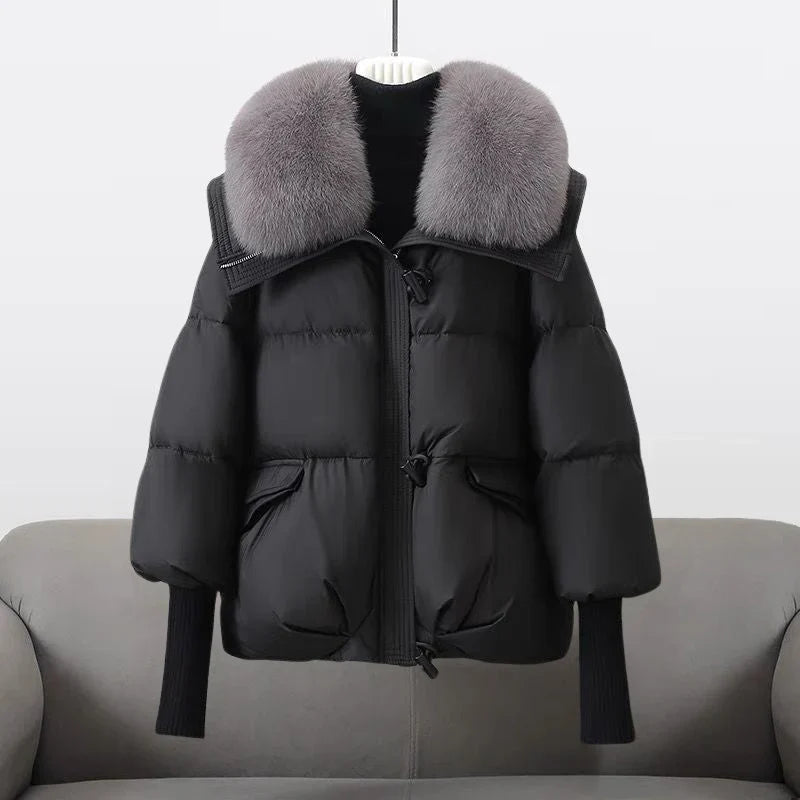 Alexis | Elegant Plush Collar Quilted Winter Puffer Jacket