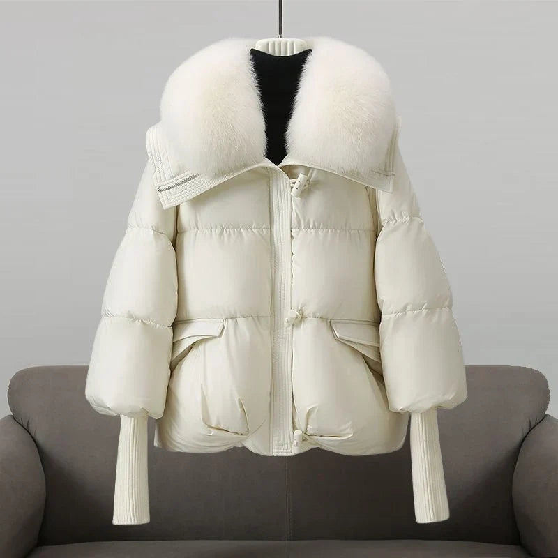 Alexis | Elegant Plush Collar Quilted Winter Puffer Jacket