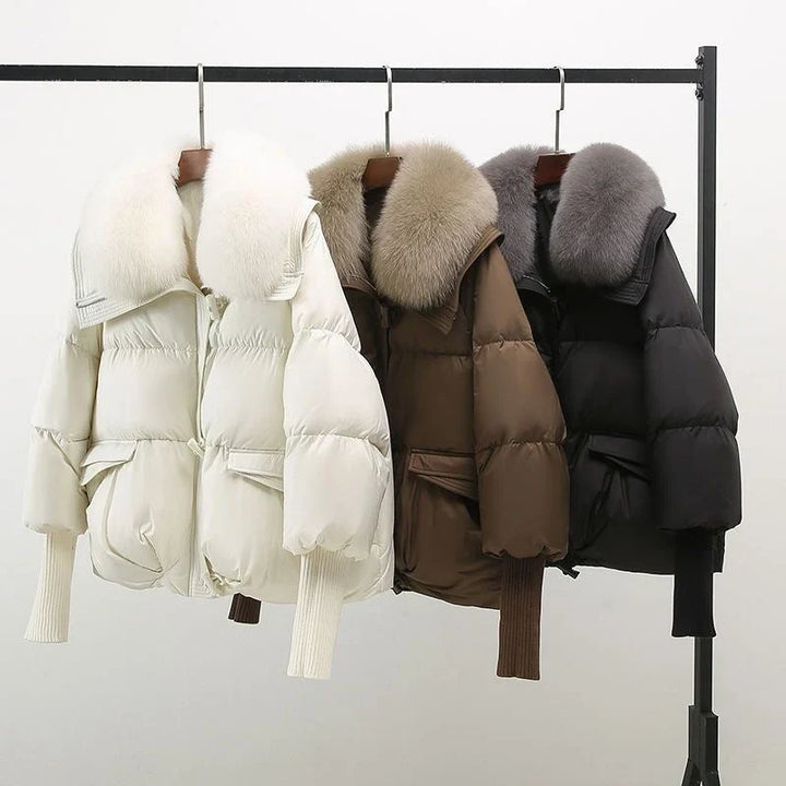 Alexis | Elegant Plush Collar Quilted Winter Puffer Jacket