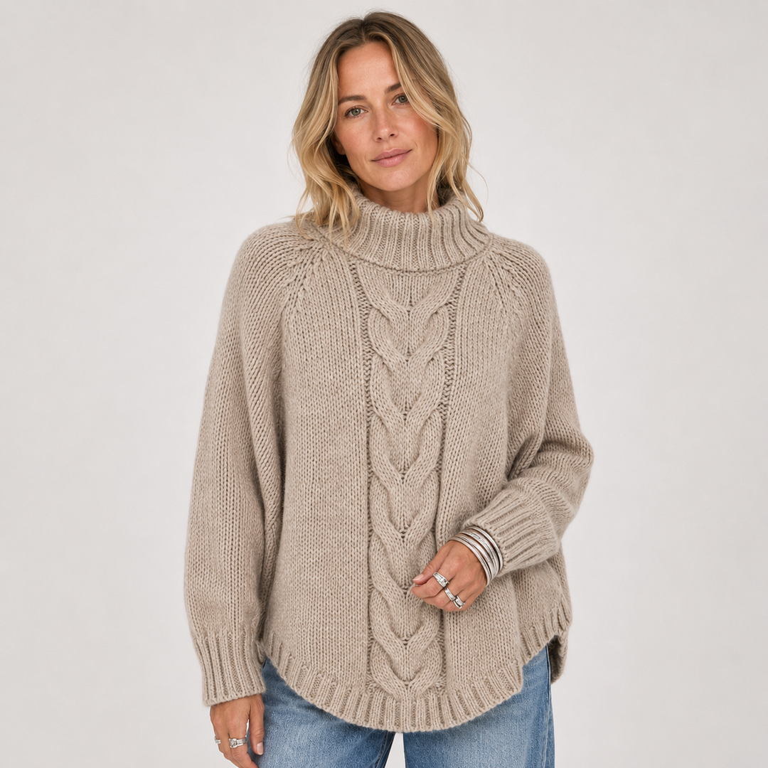 Alexis | Relaxed Chunky Cable Knit Turtleneck Sweater