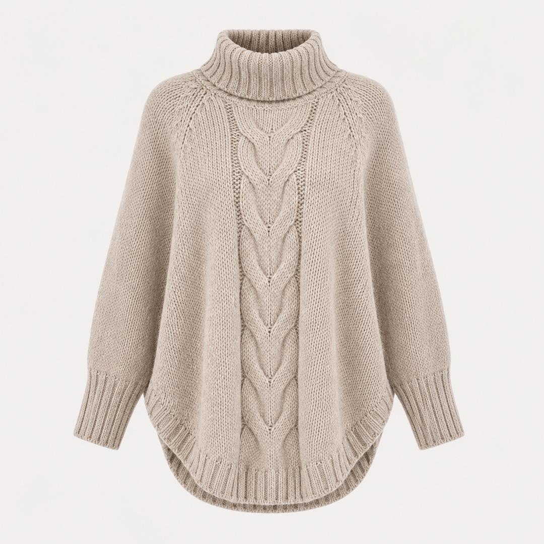 Alexis | Relaxed Chunky Cable Knit Turtleneck Sweater