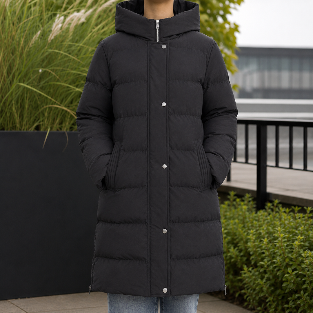 Alice | Refined Longline Hooded Puffer Jacket