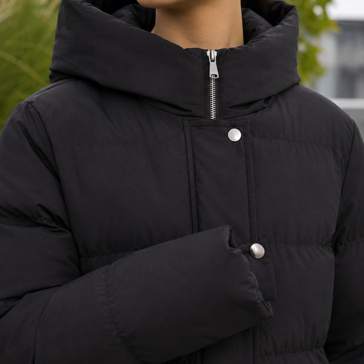Alice | Refined Longline Hooded Puffer Jacket