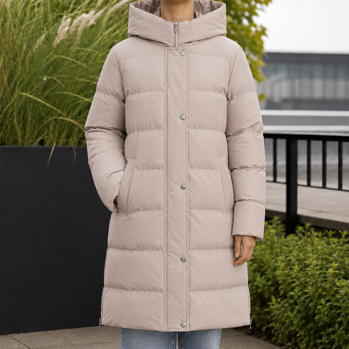 Alice | Refined Longline Hooded Puffer Jacket