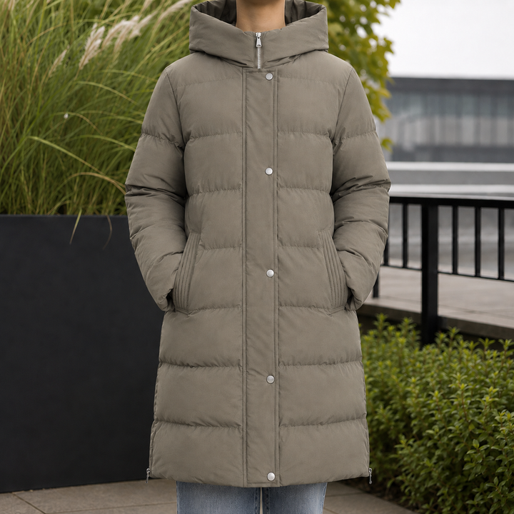 Alice | Refined Longline Hooded Puffer Jacket