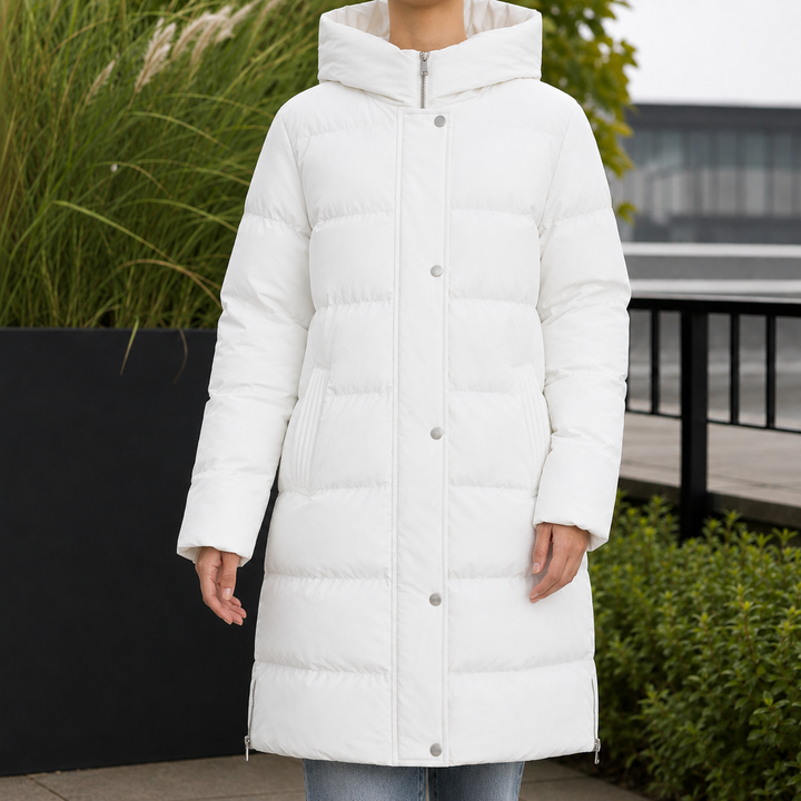 Alice | Refined Longline Hooded Puffer Jacket