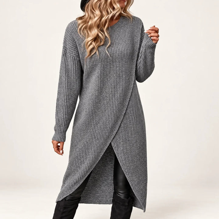 Alice | Sophisticated Ribbed Long Sleeve Midi Sweater Dress