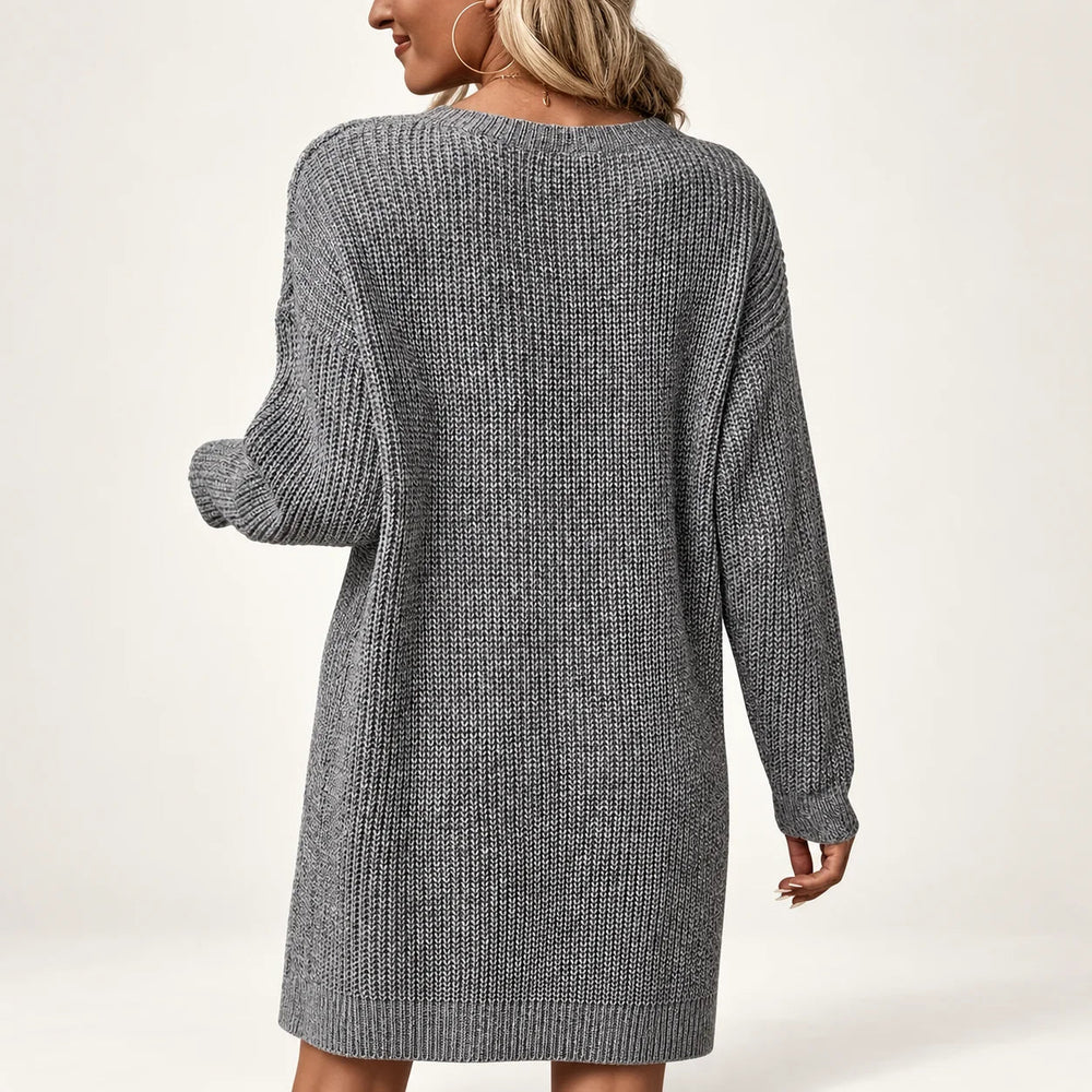 Alice | Sophisticated Ribbed Long Sleeve Midi Sweater Dress