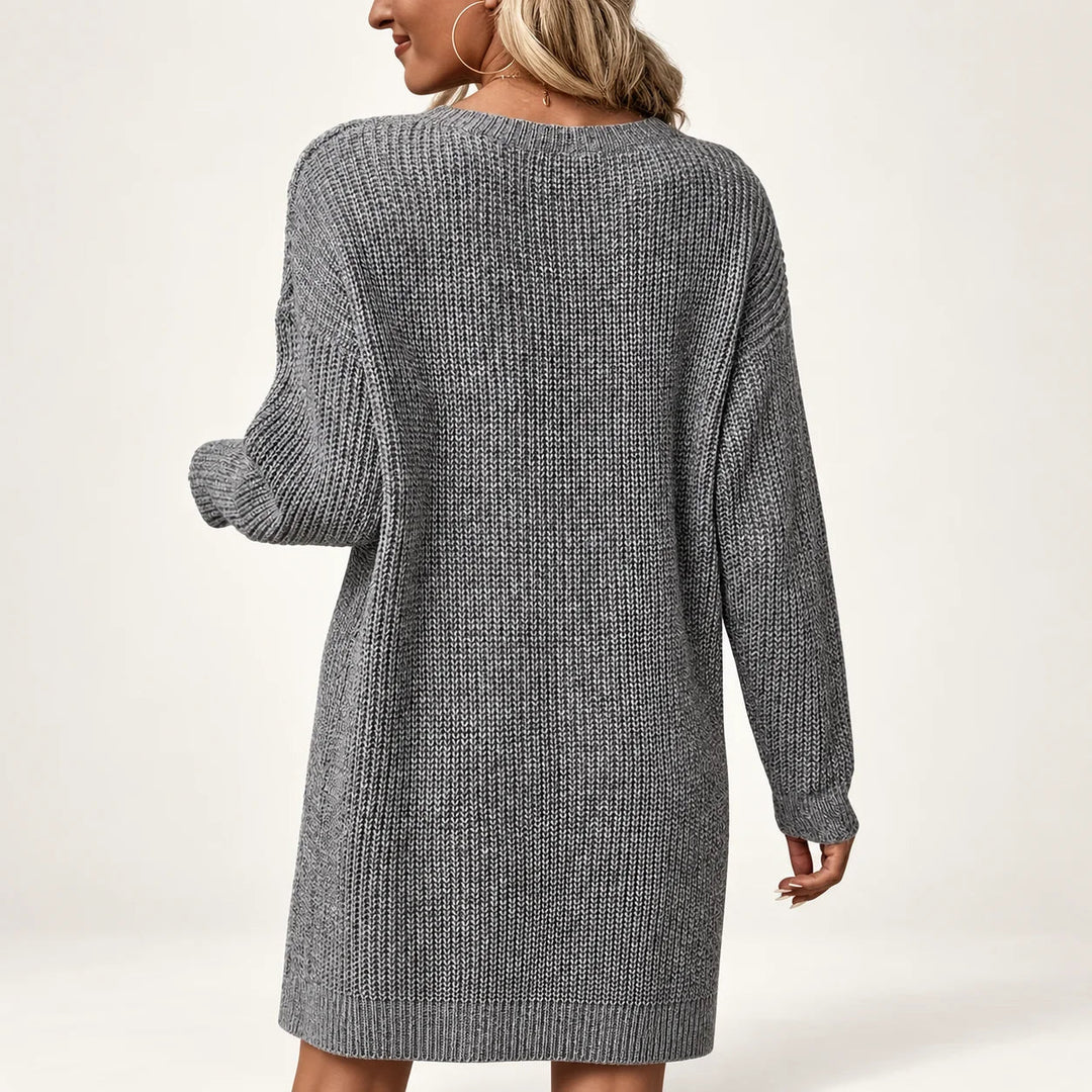 Alice | Sophisticated Ribbed Long Sleeve Midi Sweater Dress