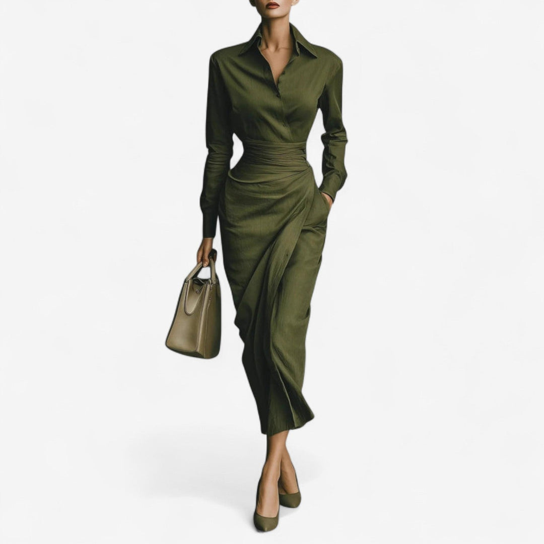 Amanda | Chic Wrap Midi Fall Wedding Guest Dress