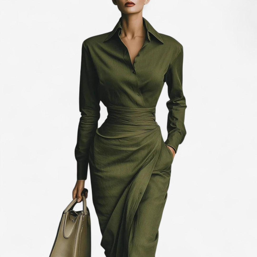 Amanda | Chic Wrap Midi Fall Wedding Guest Dress
