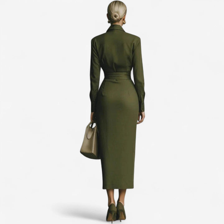 Amanda | Chic Wrap Midi Fall Wedding Guest Dress