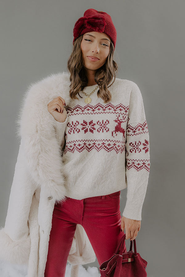 Amanda | Classic Reindeer Cable Knit Christmas Sweater Women