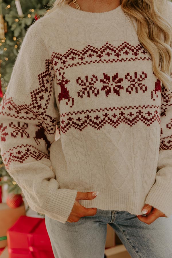 Amanda | Classic Reindeer Cable Knit Christmas Sweater Women