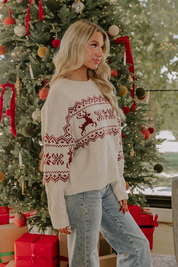 Amanda | Classic Reindeer Cable Knit Christmas Sweater Women